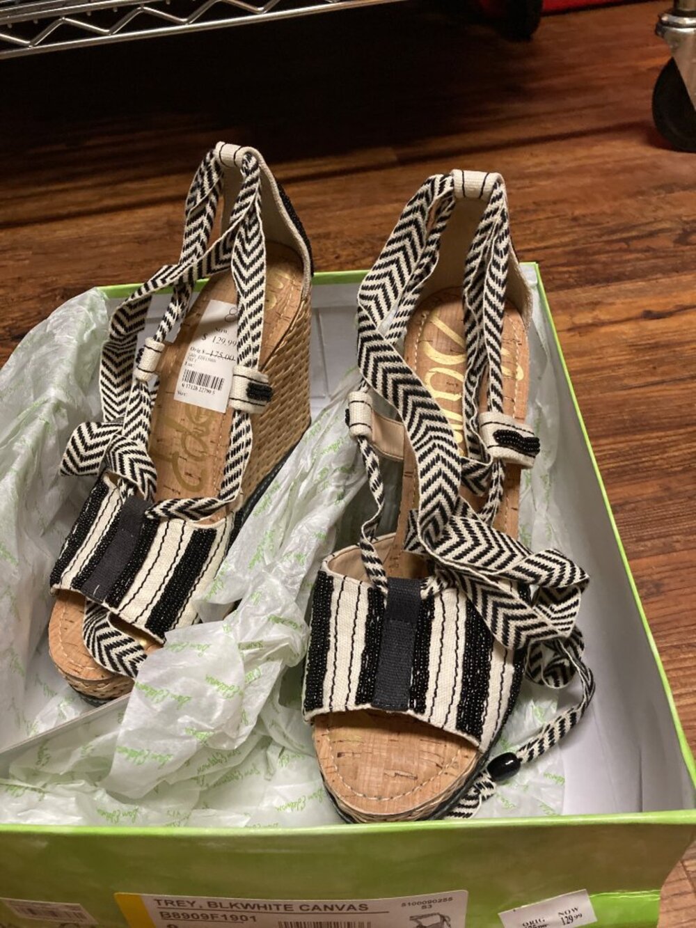 New Sam Edelman Canvas Wedge Shoes Size 8 - Stylish and Comfortable New In Box - Picture 8 of 10